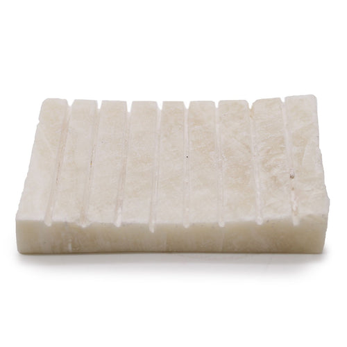 Porte-Savon en Onyx Blanc à Rainures