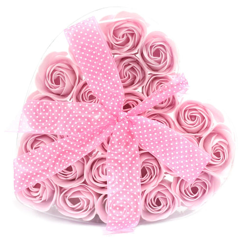 Coffret Cœur de 24 Fleurs de Savon – Roses