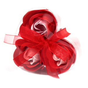 Coffret Cœur Fleurs de Savon Roses Rouges - Lot de 3