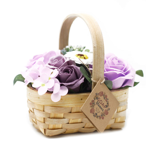 Bouquet de Fleurs de Savon Lilas Moyen – Panier en Osier