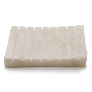 Porte-Savon en Onyx Blanc à Rainures