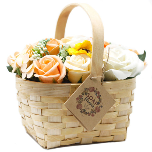 Bouquet de Fleurs de Savon Orange – Panier en Osier