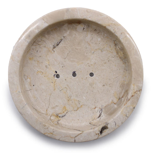 Porte-savon rond plat en marbre miel