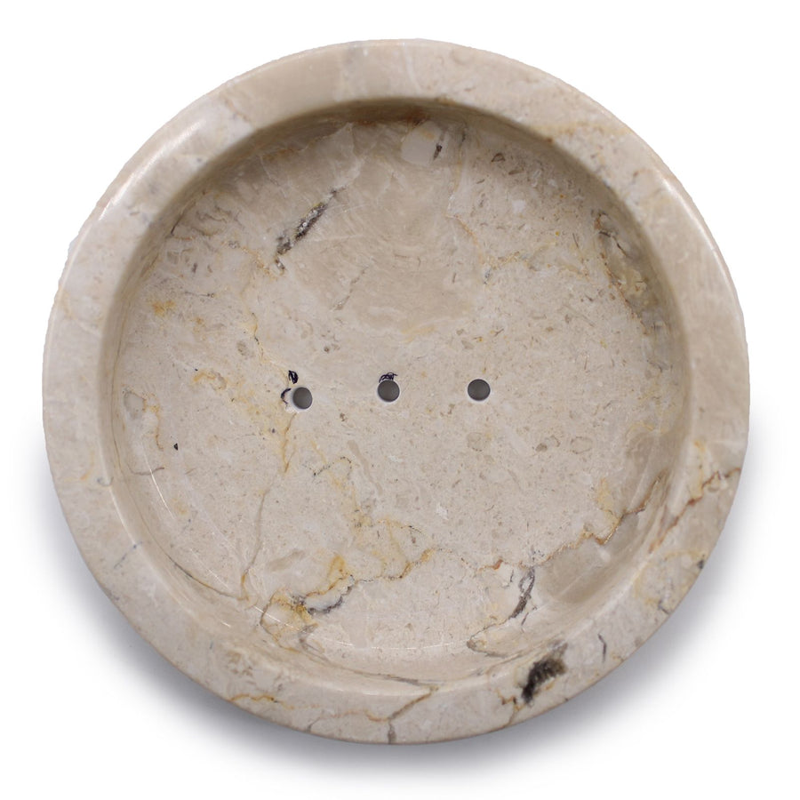 Porte-savon rond plat en marbre miel
