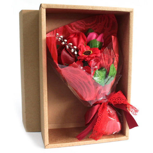 Bouquet de Fleurs en Savon Rouge – Coffret Cadeau