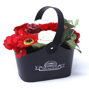 Petit Bouquet de Fleurs de Savon en Panier – Rouges Intenses