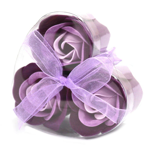 Coffret Fleurs de Savon Coeur – Lavande & Roses (Lot de 3)