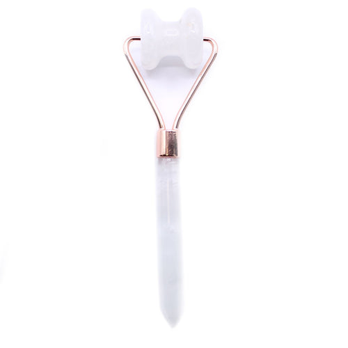 Rouleau de Massage Mâchoire en Quartz Blanc