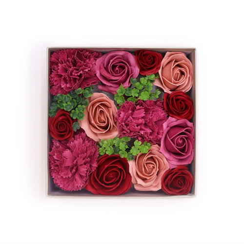 Coffret Fleurs de Savon Roses Vintage - Boîte Carrée